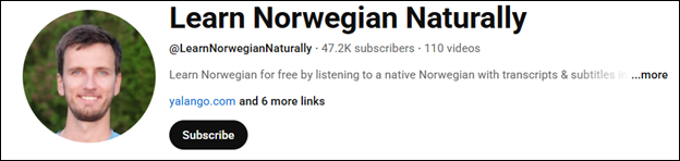The channel interface of Learn Norwegian Naturally