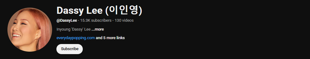 The YouTube channel profile of Dassy Lee