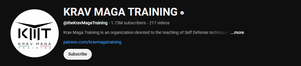 The channel homepage of KRAV MAGA TRAINING