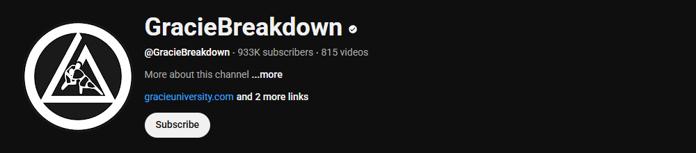 The channel homepage of GracieBreakdown