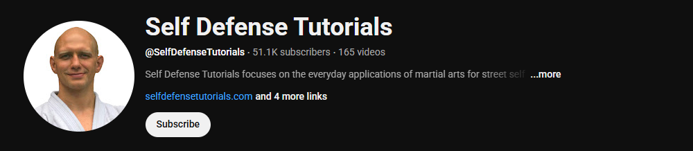 The channel homepage of Self Defense Tutorials