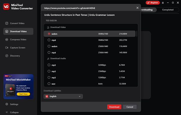 Download an Urdu YouTube video with MiniTool Video Converter