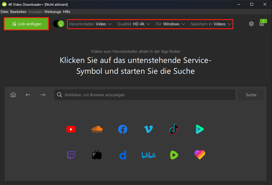 Klicken Sie dann auf die Schaltfläche Link einfügen oben links in der Hauptoberfläche, und der Musiklink wird automatisch erkannt.