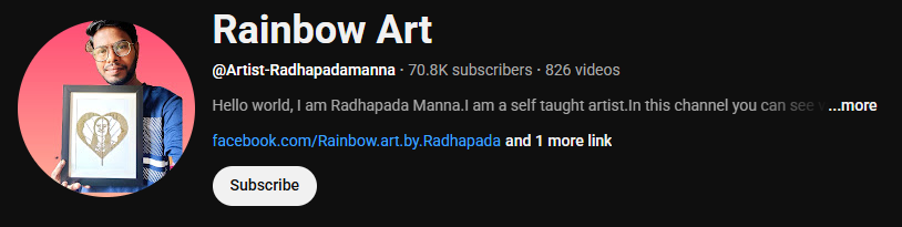 The YouTube paper cutting channel interface of Rainbow Art