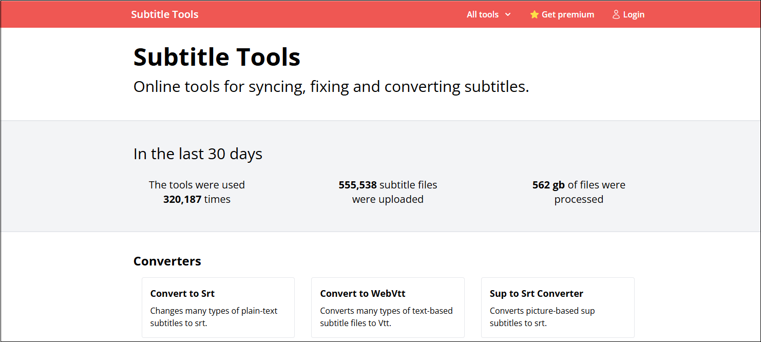 The main interface of Subtitle Tools
