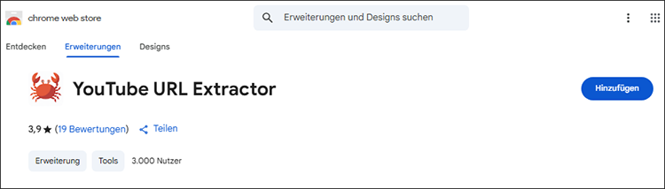 Besuchen Sie die Website und klicken Sie auf Hinzufügen