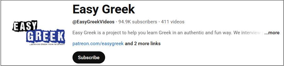 The channel interface of Easy Greek