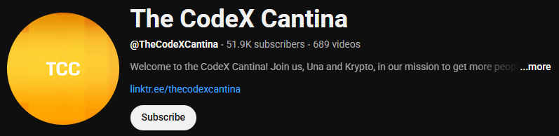The interface of the commentary YouTuber’s channel, The CodeX Cantina