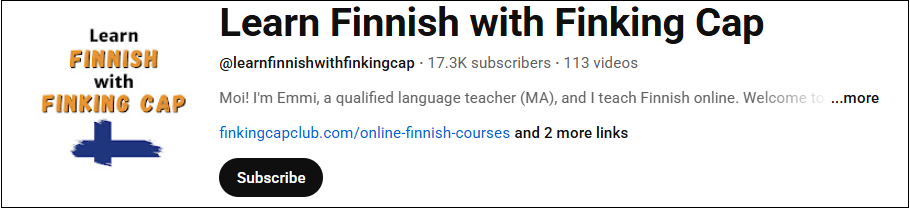 The channel interface of Learn Finnish with Finking Cap
