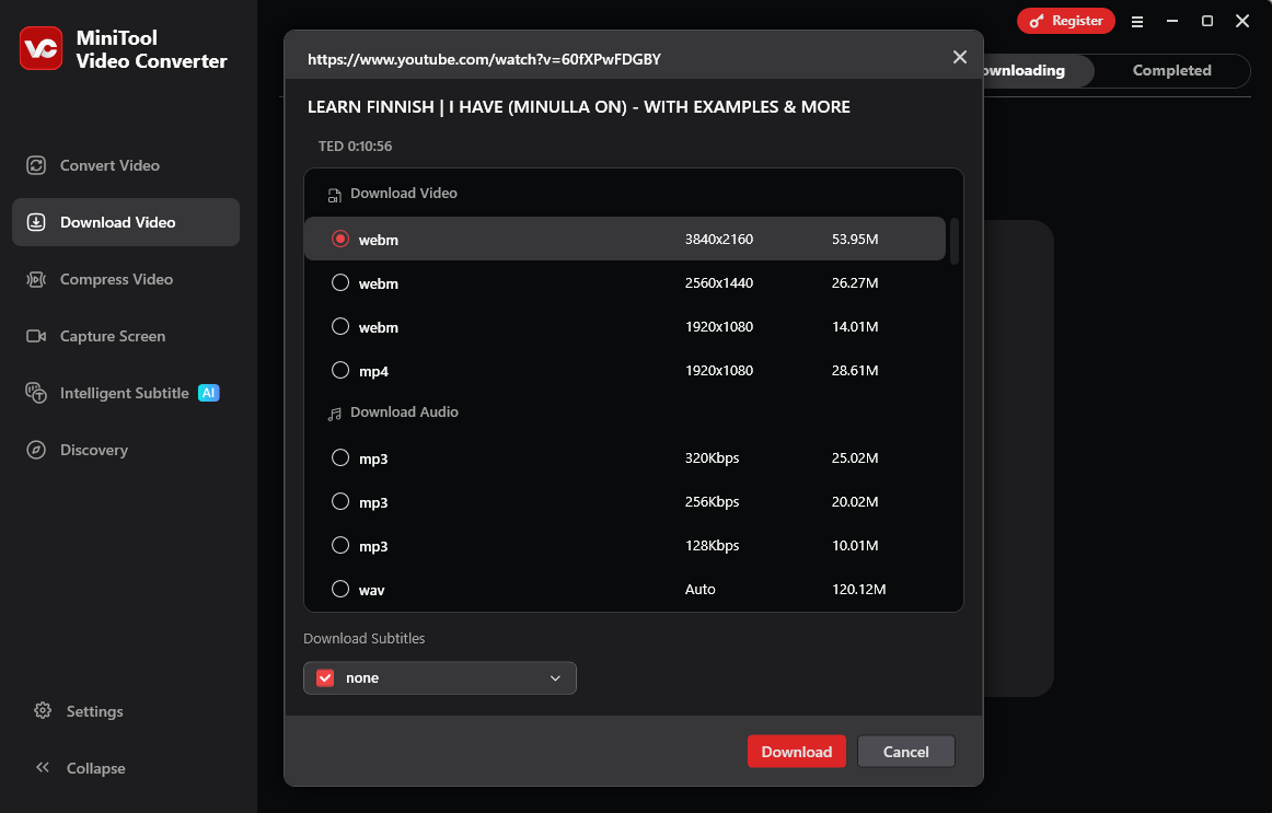 The download interface of MiniTool Video Converter