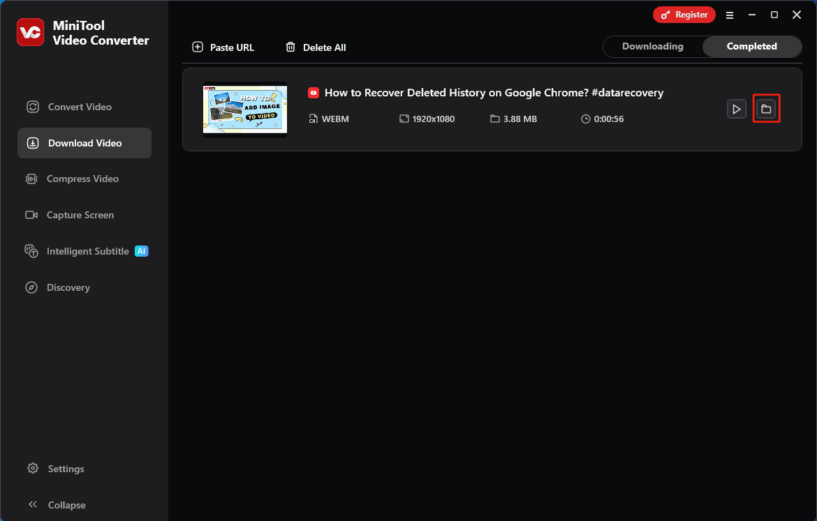 Klicken Sie auf das Ordnersymbol, um die SRT-Datei auf dem Computer zu finden.