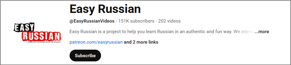The channel interface of Easy Russian