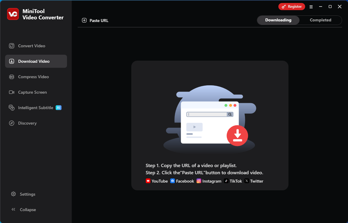 Go to MiniTool Video Converter to download videos from multiple platforms