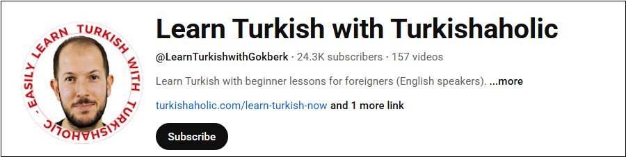 The main channel interface of Learn Turkish with Turkishaholic