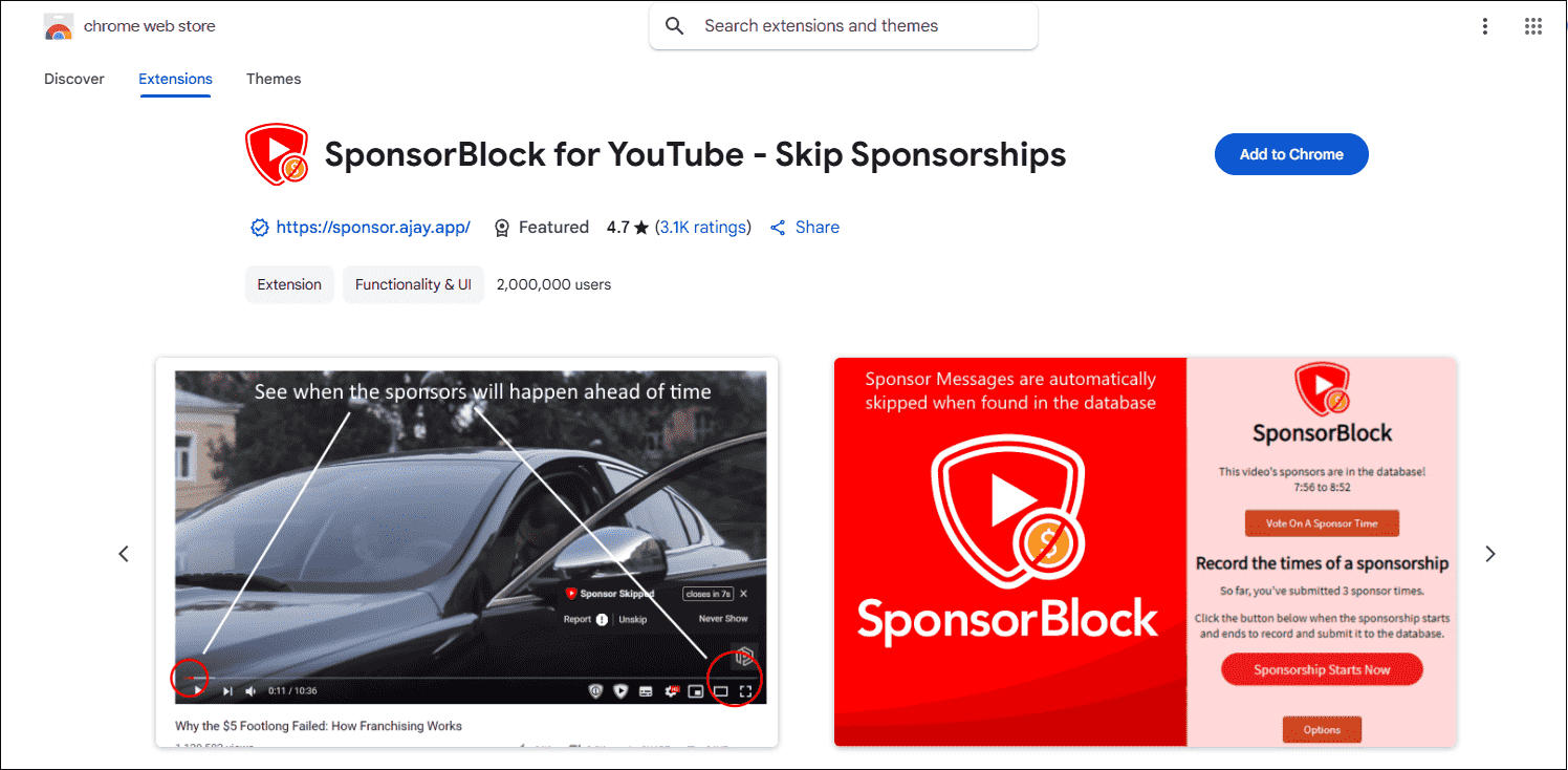 Go to Google Web Store to download SponsorBlock for YouTube