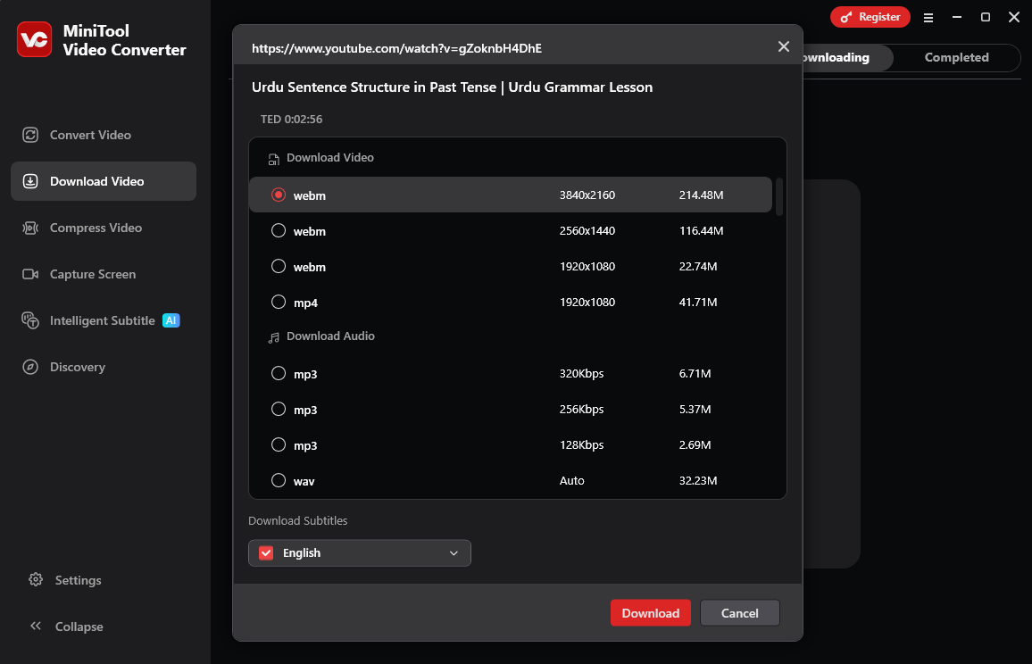 Download an Urdu YouTube video with MiniTool Video Converter