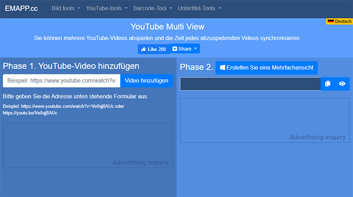 Die Hauptoberfläche von EMAPP.cc