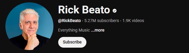 The interface of the YouTube music critic’s channel, Rick Beato