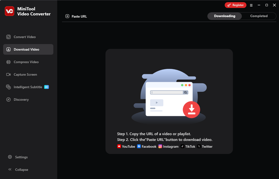 The video download main interface of MiniTool Video Converter