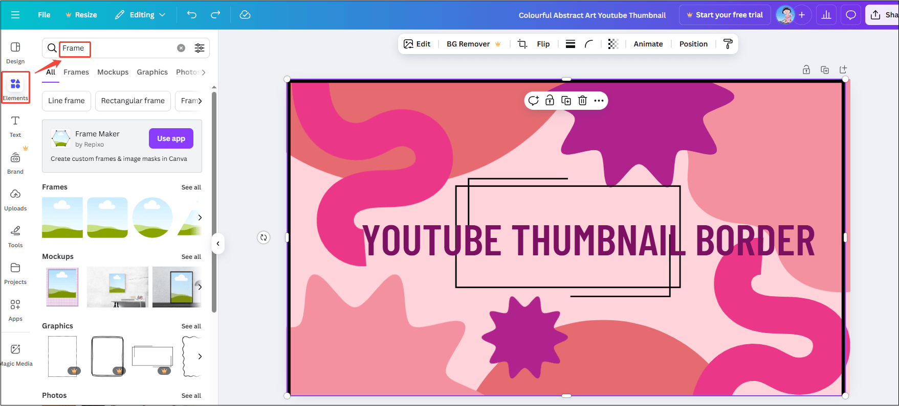 Create a YouTube thumbnail border with Canva