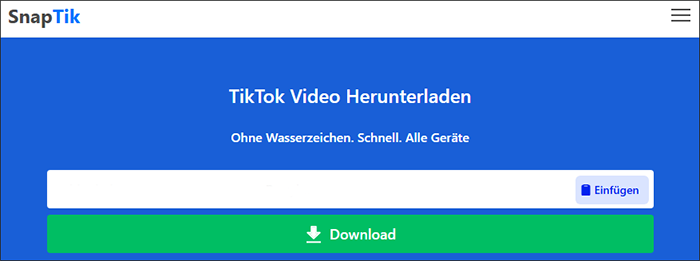 Die Hauptoberfläche von SnapTik