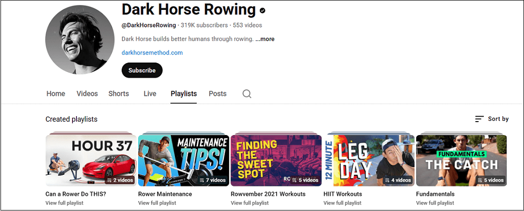 Go to Dark Horse Rowing to watch rowing YouTube videos