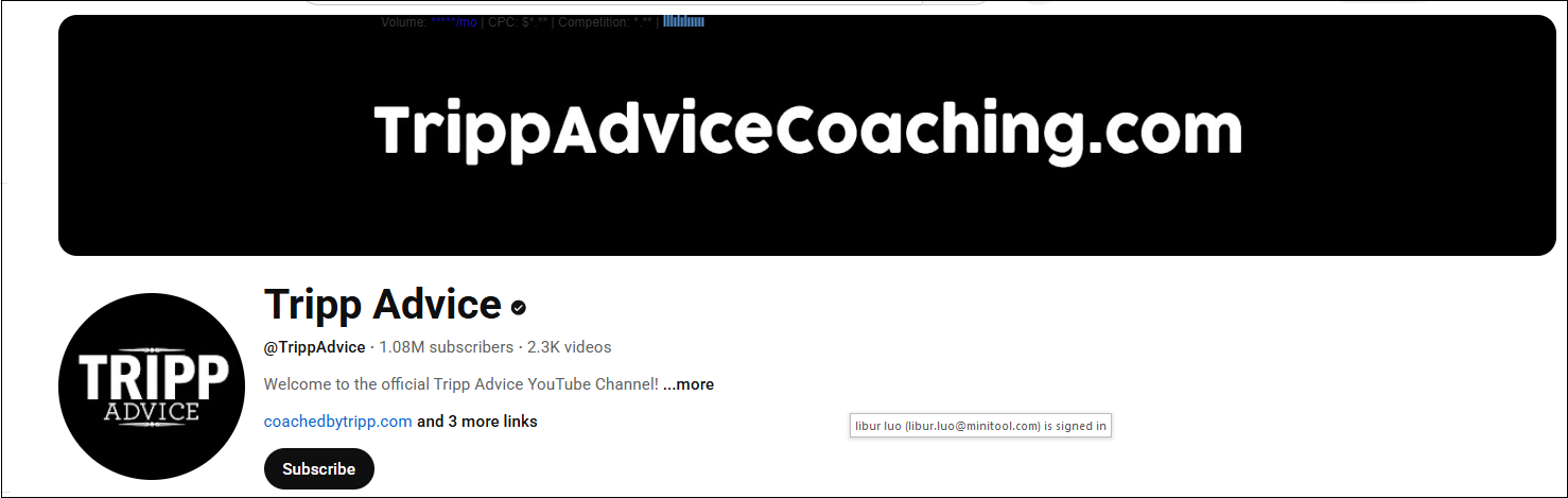The main interface of the dating YouTube channel – Tripp Advice