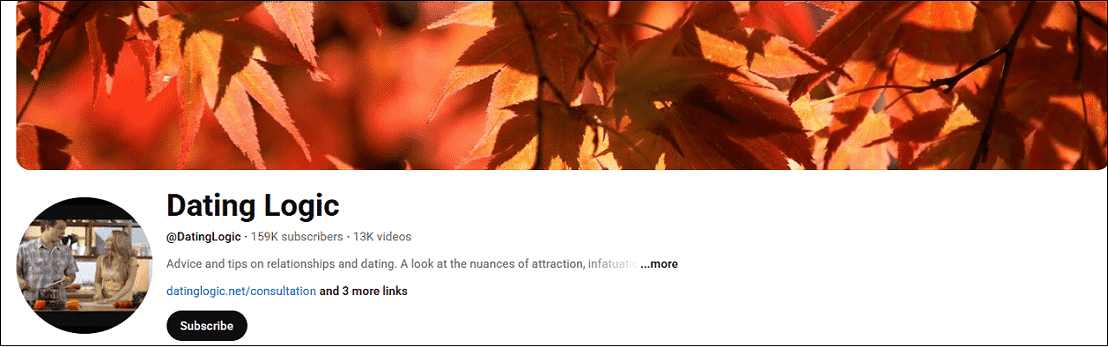 The main interface of the dating YouTube channel – Dating Logic