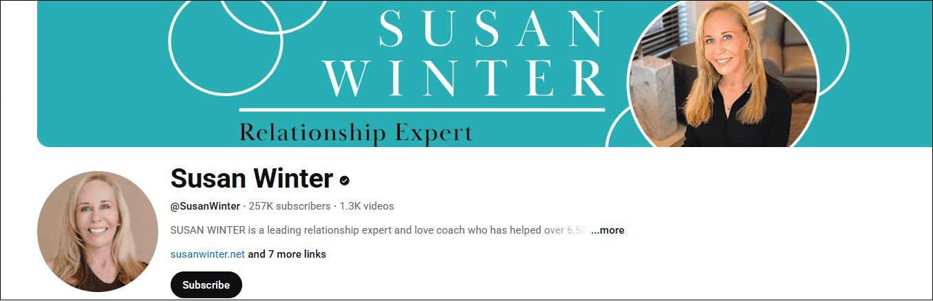 The main interface of the dating YouTube channel – Susan Winter