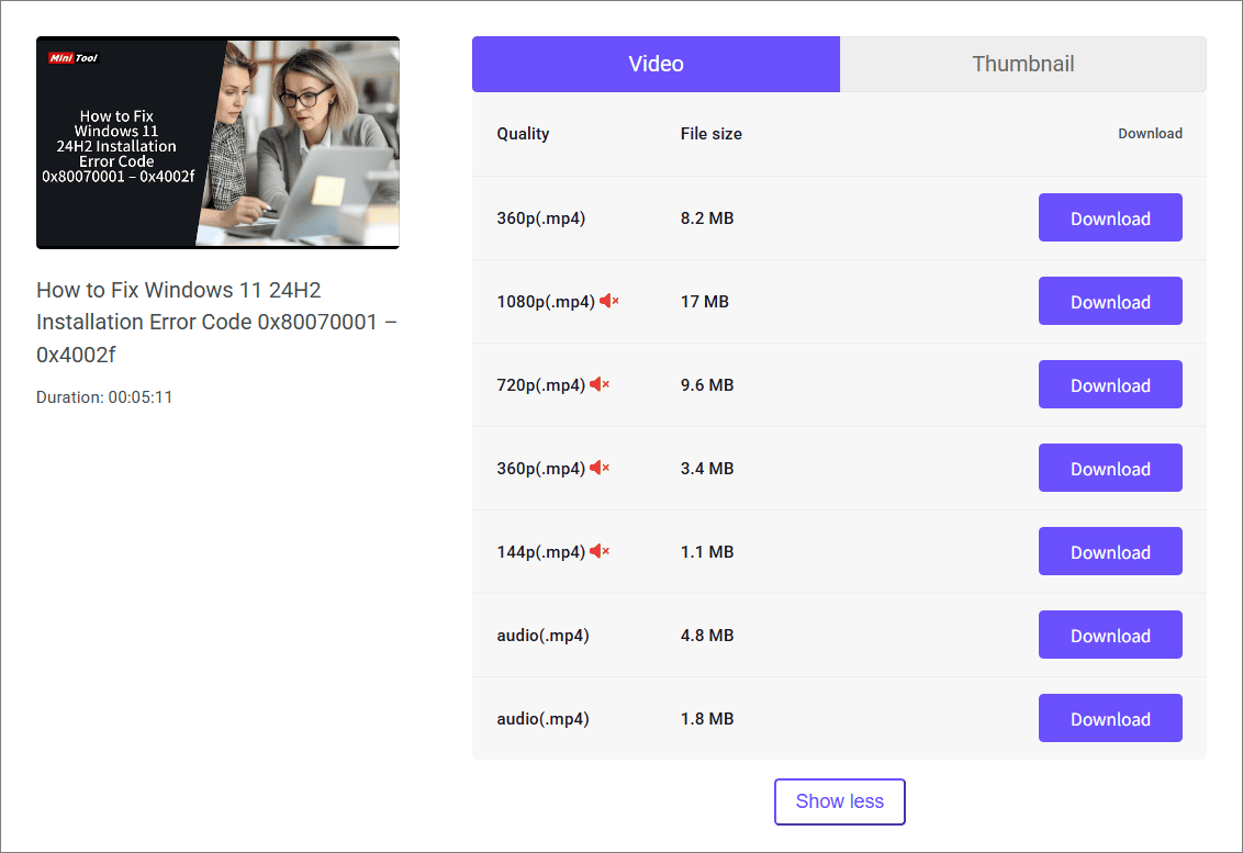 viddownでダウンロードする動画を選択