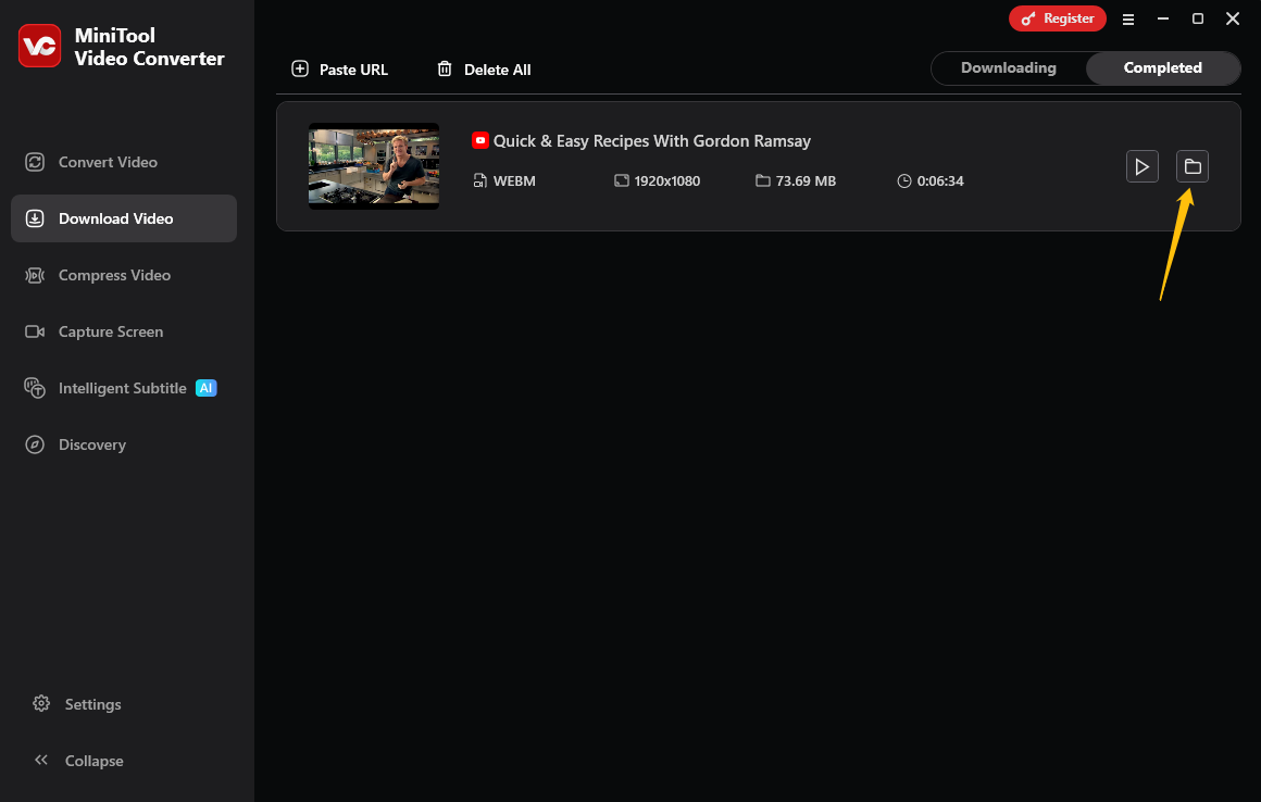 Click on the folder to locate the downloaded video or subtitles