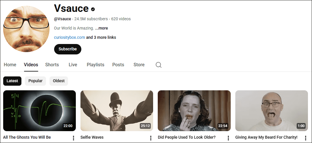 Go to the Vsauce YouTube channel to learn facts