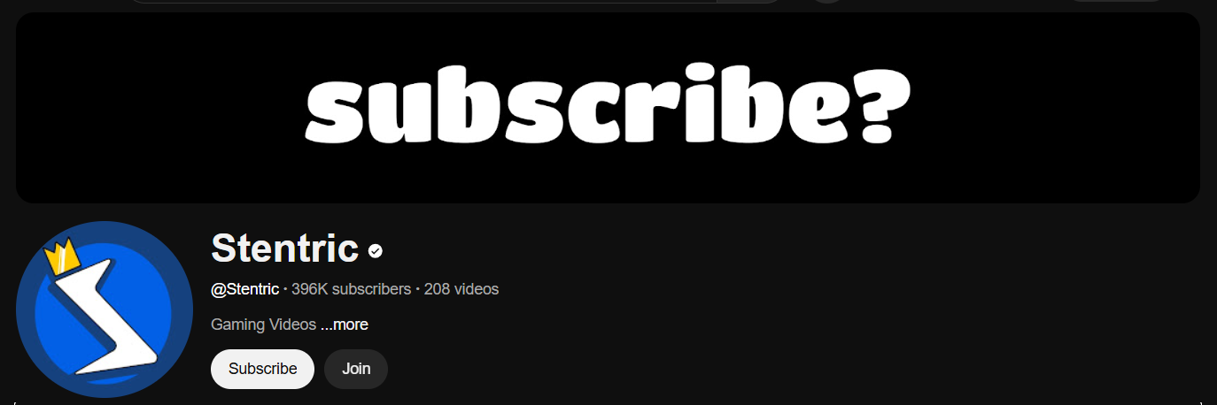 The interface of Fall Guys YouTuber, Stentric