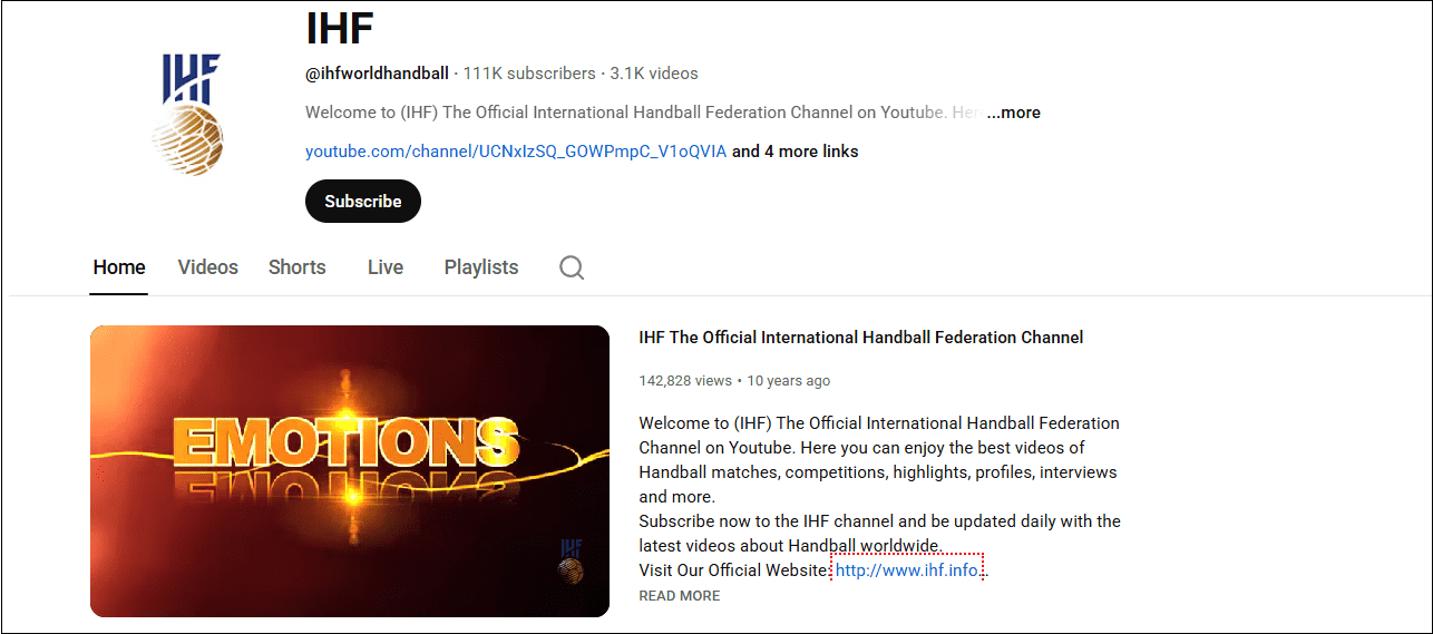 Watch handball YouTube videos on IHF