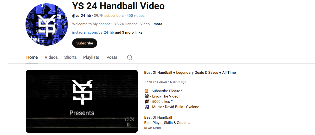 Subscribe to YS 24 Handball Video to learn handball