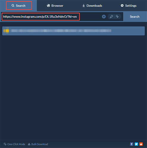 Klicken Sie auf „Suchen“, fügen Sie die kopierte URL des Instagram-Videos in das Suchfeld ein, um sie in SnapDownloader zu analysieren.