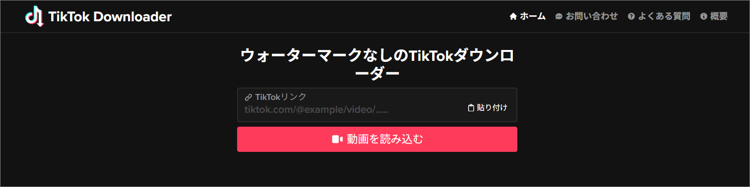 TikTok Downloaderのメインインターフェース