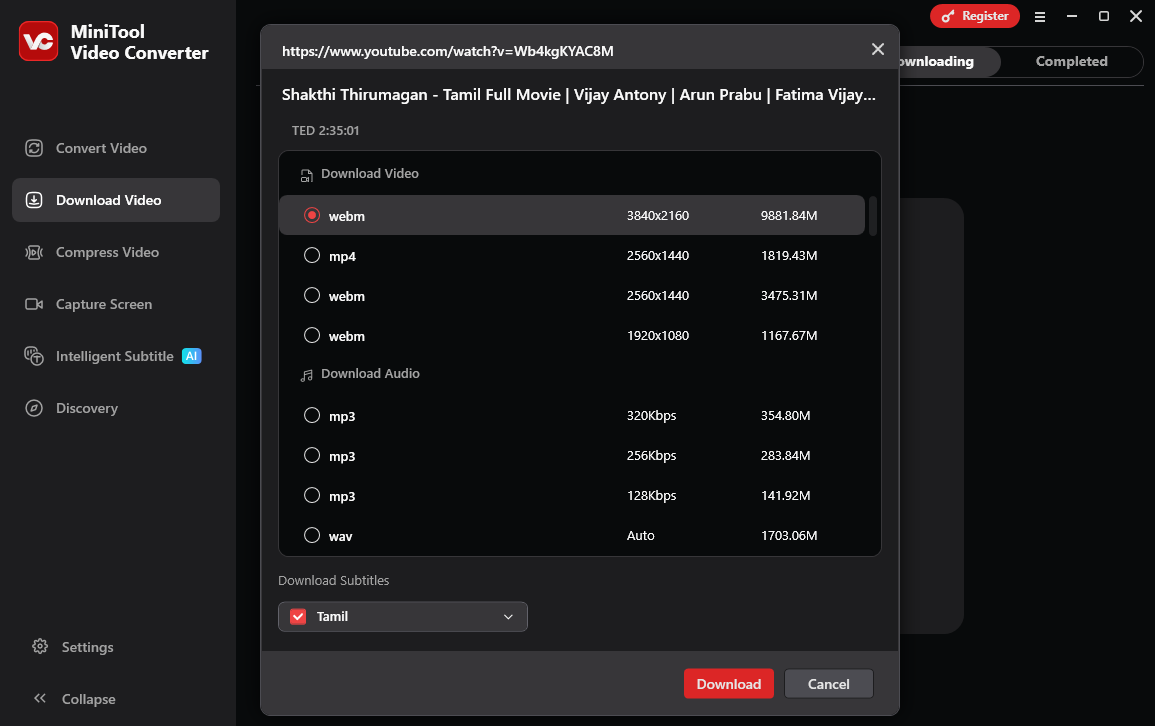 Download the Tamil movie with MiniTool Video Converter
