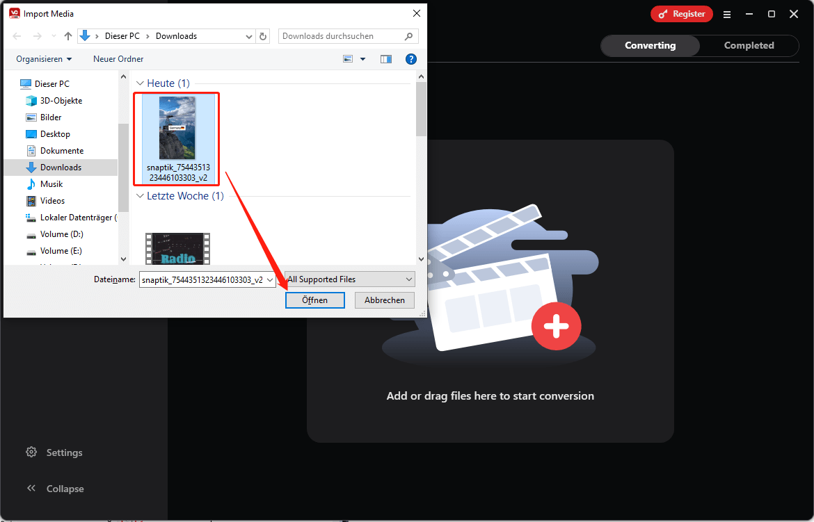 TikTok-Videoimport in MiniTool Video Converter