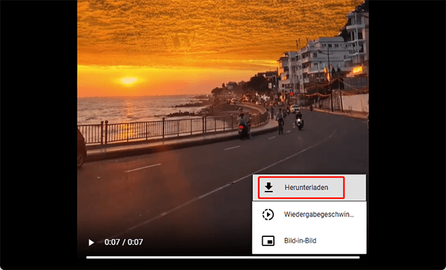 Download über Drei-Punkte-Menü im Video-Tab