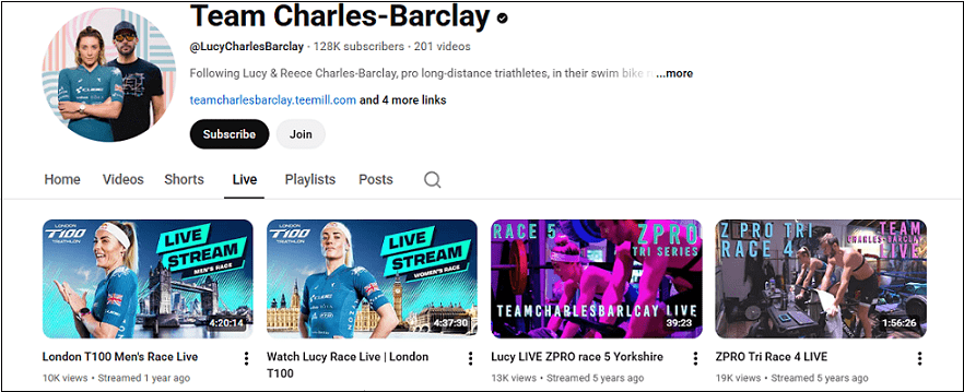 Go to Team Charles-Barclay to enjoy triathlon videos