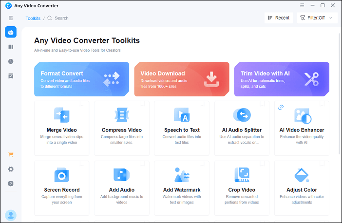 L'interface principale d'Any Video Converter.