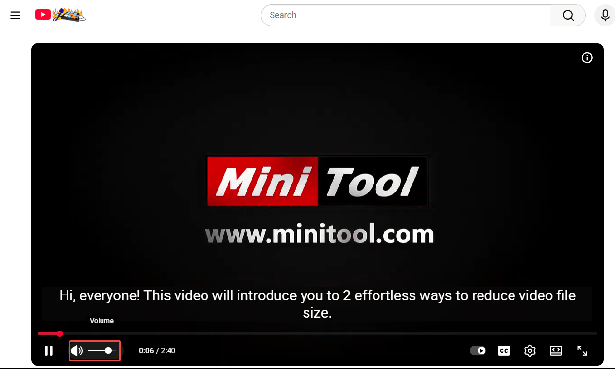 Drag the volume bar to the left side to decrease the YouTube ads volume