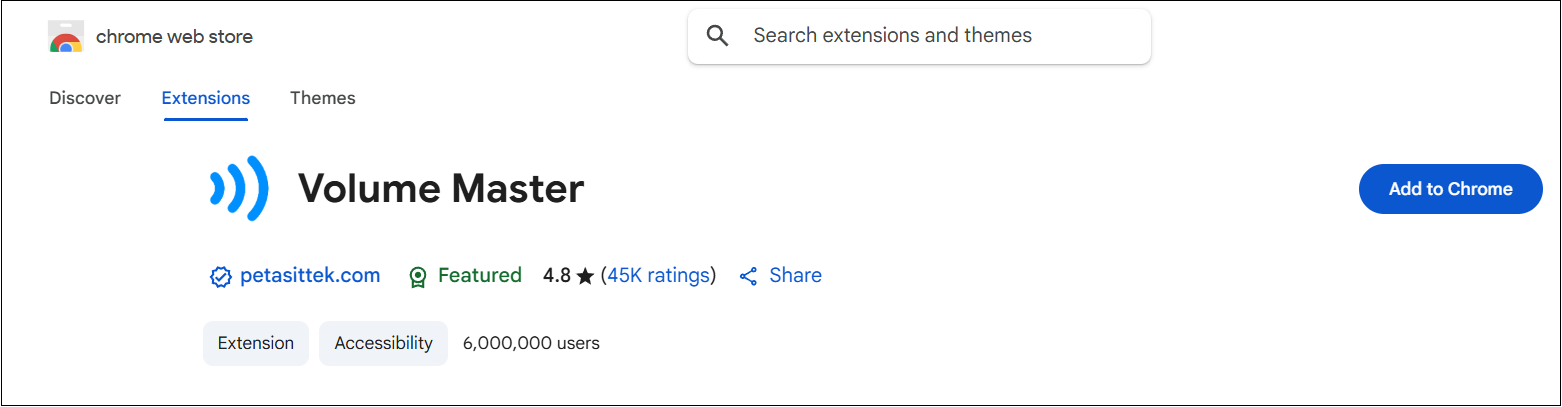 Click on Add to Chrome to download the Volume Master extension