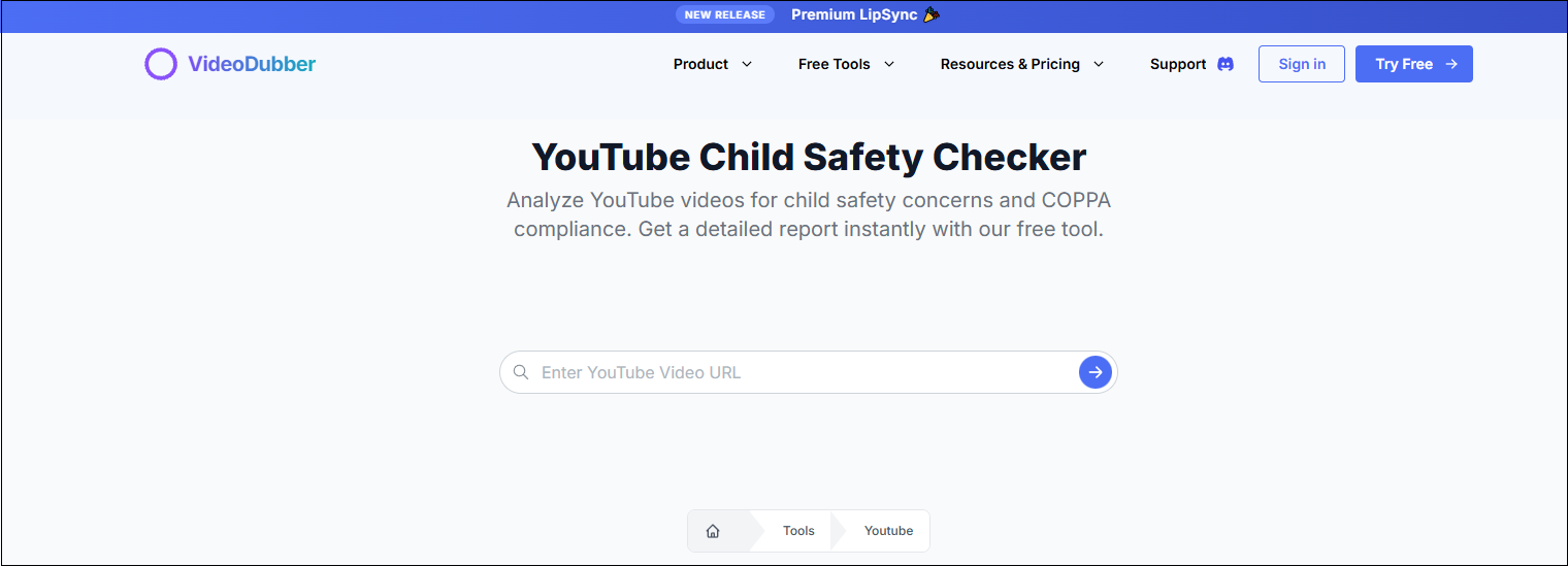 Use VideoDubber to check whether the YouTube video is safe for children