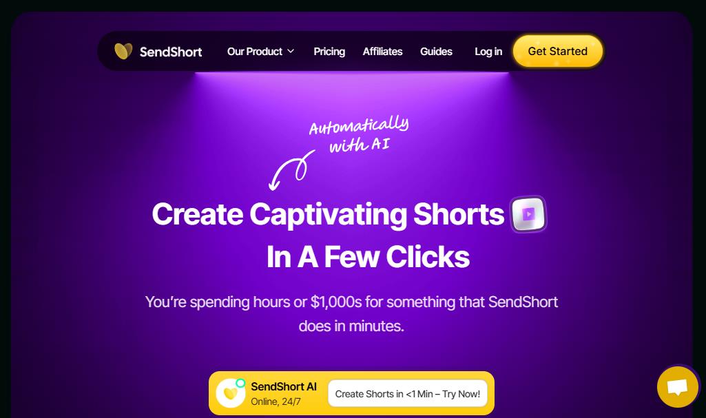 Alt=The interface of SendShort.