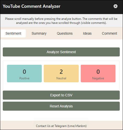 Analyze YouTube comment sentiment with YouTube Comment Analyzer