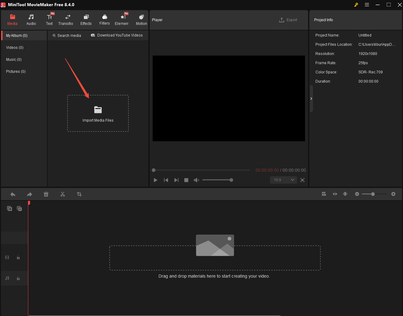 The MiniTool MovieMaker interface shows how to import footage into it.