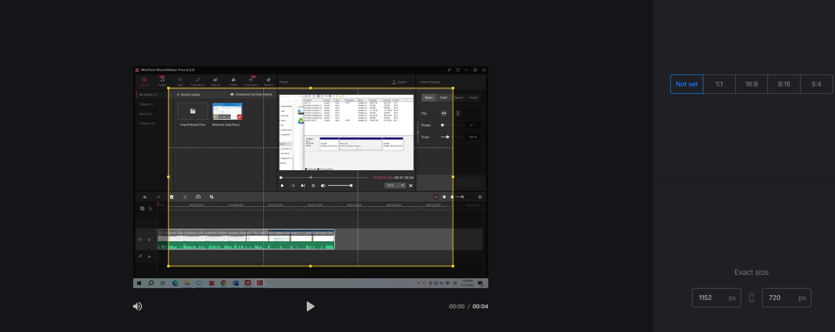 Crop the YouTube video with Clideo