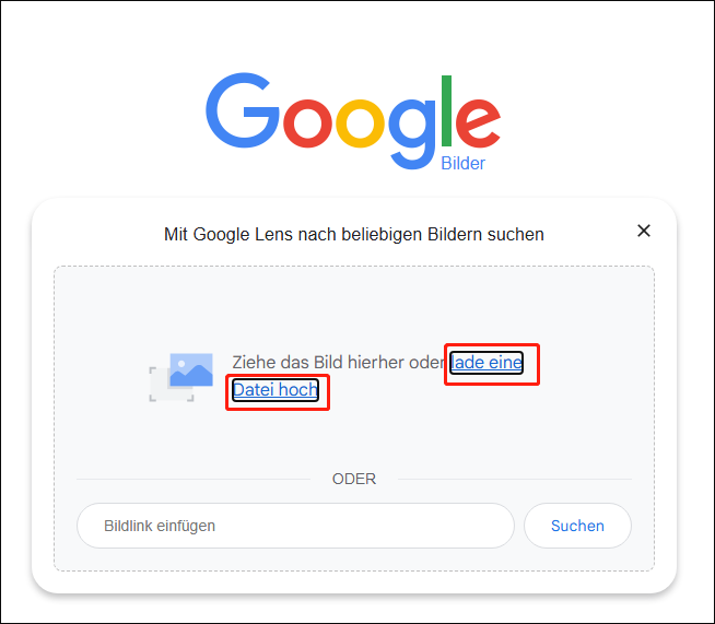 Klicken Sie auf Lade eine Datei hoch, um das gespeicherte Thumbnail hochzuladen, oder fügen Sie die URL des Bildes ein.